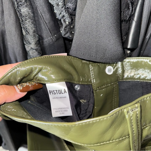 Pistola Cassie Olive Faux Leather High-Rise Straight-Leg Pants - Picture 12 of 17